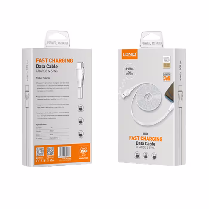 کابل تبدیل USB به microUSB الدینیو مدل LS553 طول 3 متر