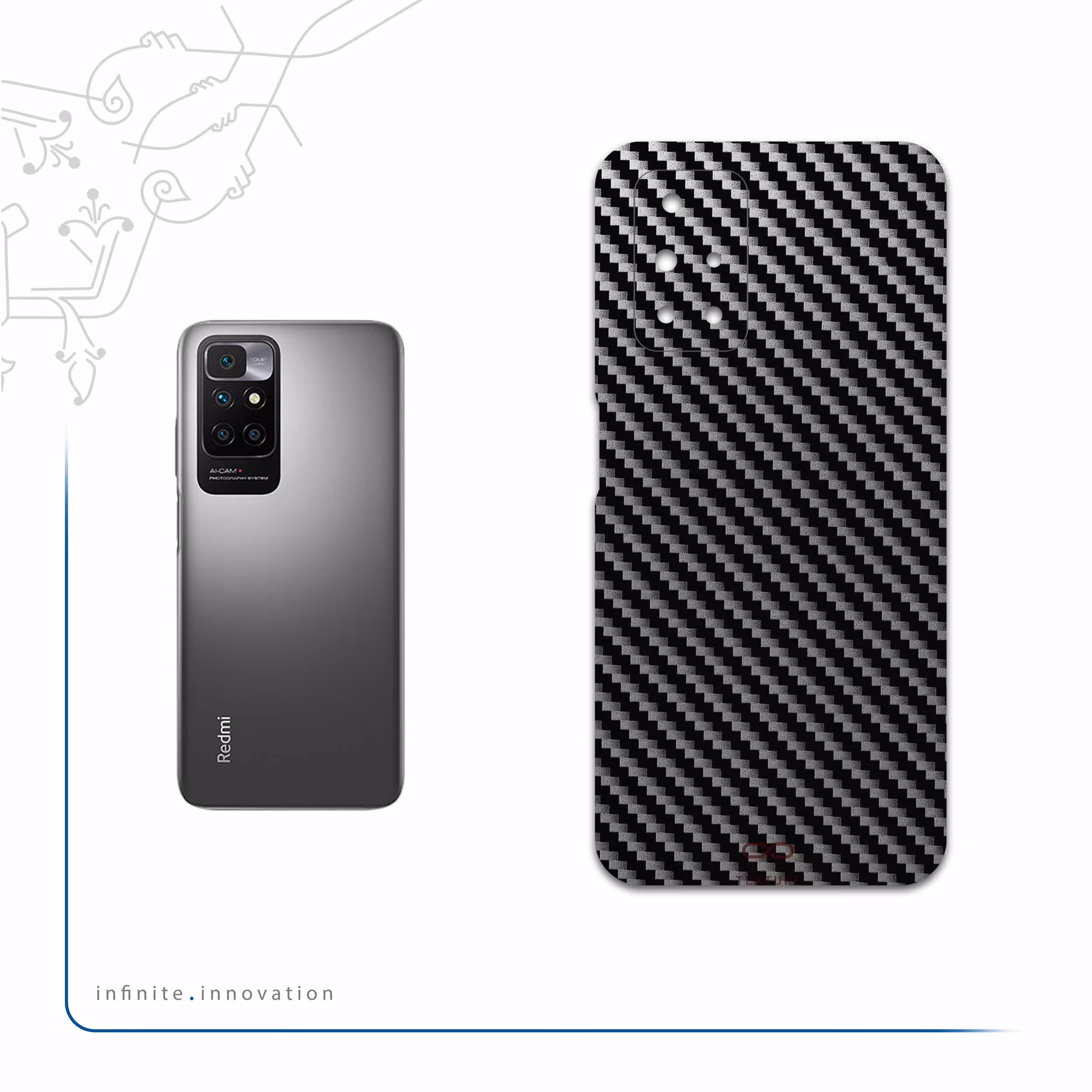 برچسب پوششی ماهوت مدل Glossy-Silver-Fiber مناسب برای گوشی موبایل شیائومی Redmi 10