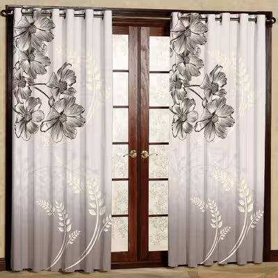 پرده مدل گل دار هازان پانچی کد 4248 سایز 140x200 سانتی متر