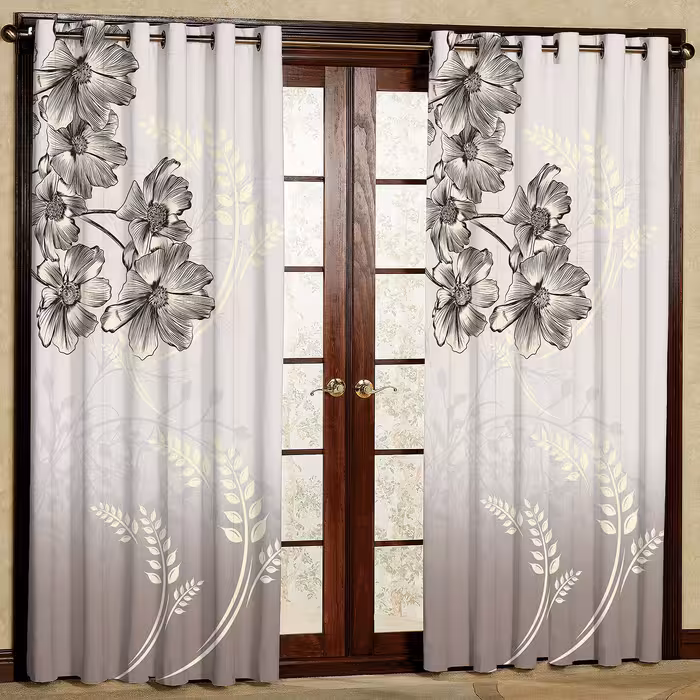 پرده مدل گل دار هازان پانچی کد 4248 سایز 140x200 سانتی متر