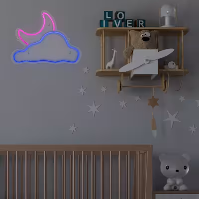 چراغ دیواری نئون دیزاین طرح Cloud-Vs-Moon_BL