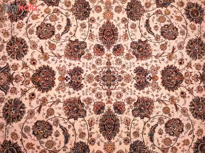 فرش ماشینی زمرد مشهد طرح افشان مدل گل درشت زمینه کرم