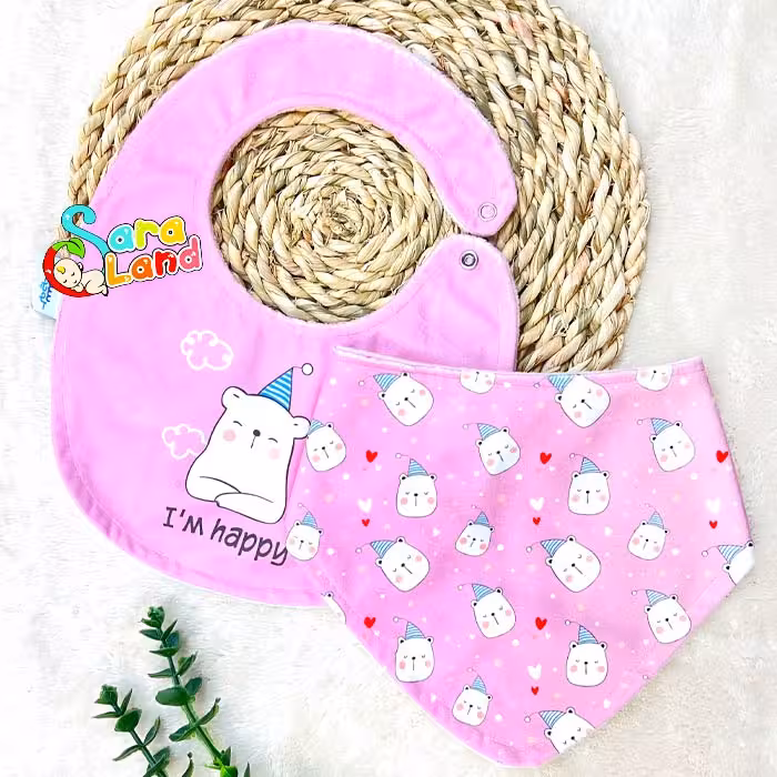 ست پیشبند و دستمال گردن نوزاد طرح خرس قطبی