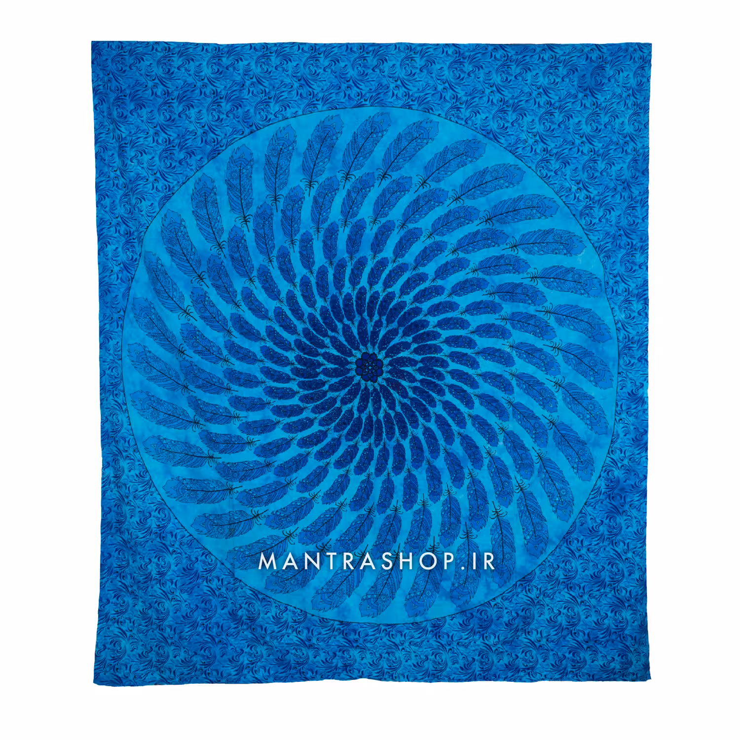 بکدراپ تپستری هندی طرح ماندالا پَر آبی (روتختی دو نفره) کد 204
