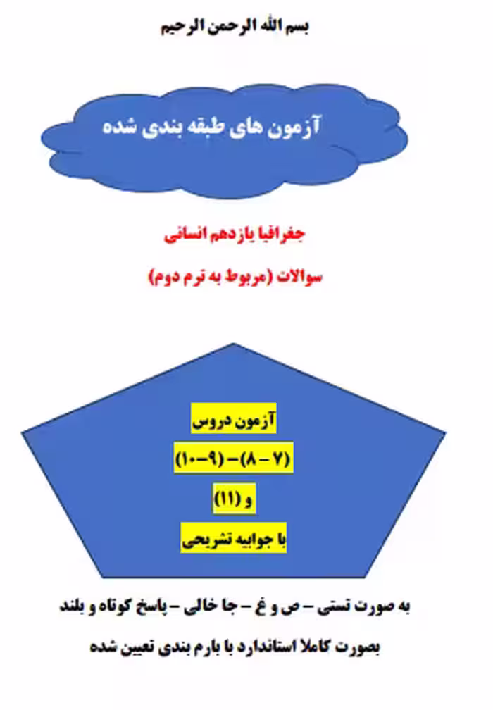 سه سری سوال جغرافیای یازدهم انسانی درس 7 تا 11 با جواب word