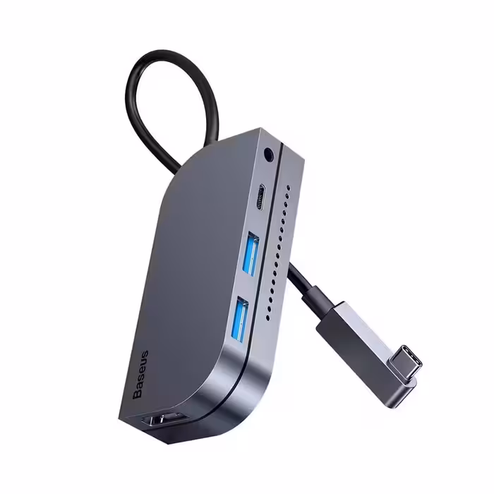 هاب چندکاره بیسوس Baseus Bend Angle Multi-Functional Type C HUB CAHUB-CWJ0G توان 60 وات