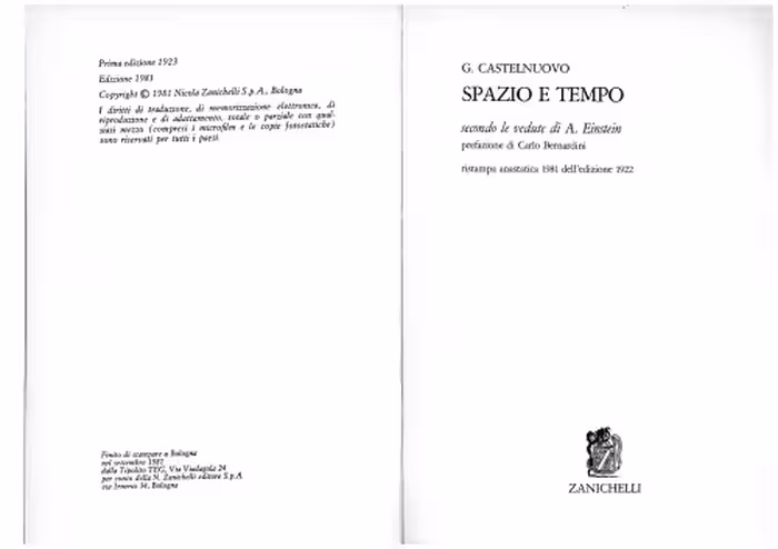 خرید و دانلود نسخه کامل کتاب Spazio e Tempo secondo le vedute di A. Einstein