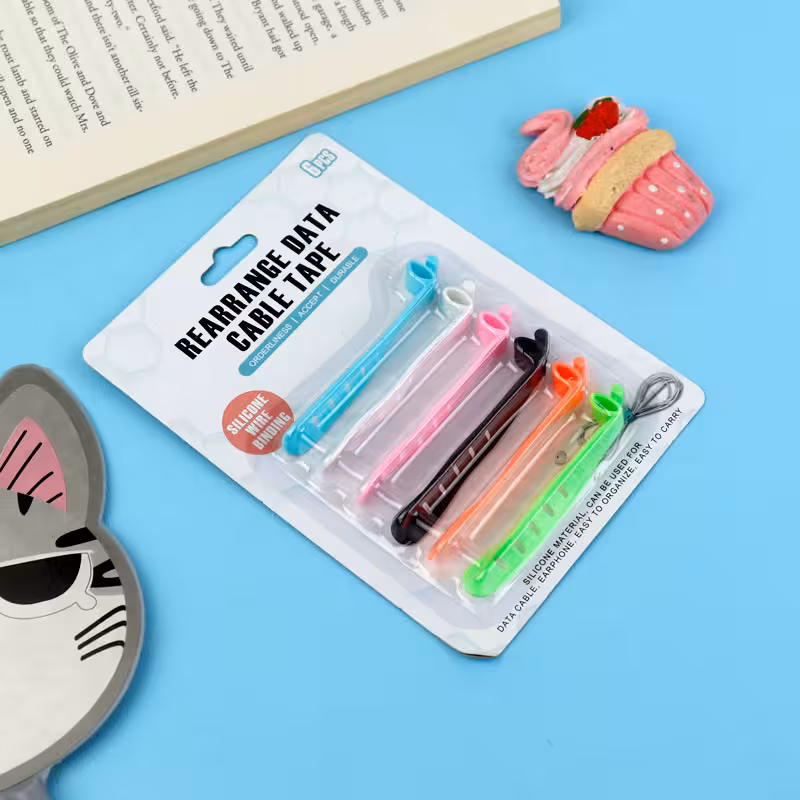 جمع کننده کابل موبایل سیلیکونی رنگی پک 6 عددی