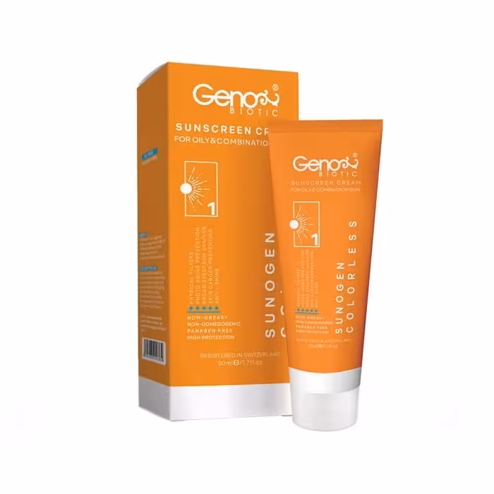 کرم ضد آفتاب مخصوص پوست چرب بی رنگ Geno Biotic