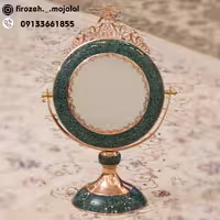 آینه گرد تاجدار فیروزه کوبی ارتفاع 48 سانتی متر