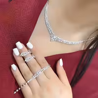 سرویس مجلل نقره جواهری زنانه کد 60525
