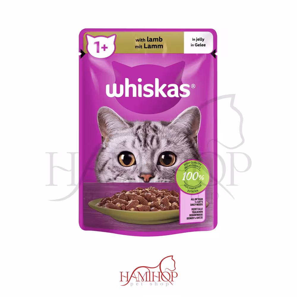پوچ گربه ویسکاس طعم گوشت بره در ژله وزن 85 گرم Whiskas With Lamb