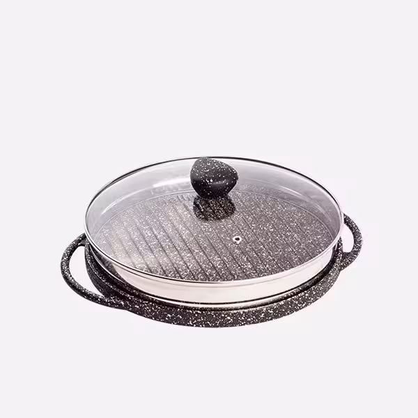 تابه چدن گریل دو طرفه مدل Spiza (با درب شیشه ای)