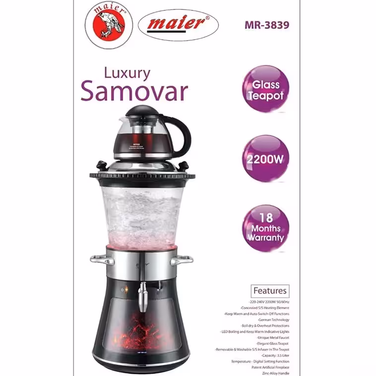 سماور برقی مایر مدل MR-3839طرح زغالی