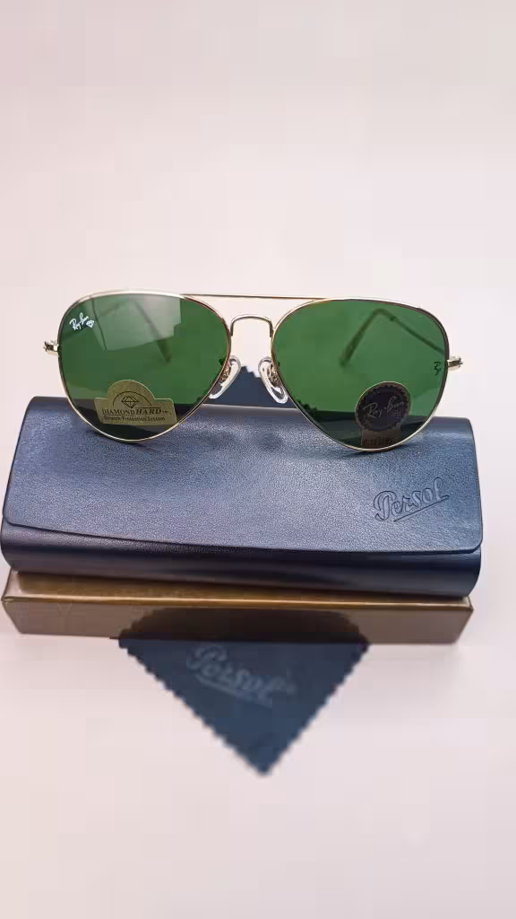 عینک آفتابی اورجینال Ray ban فریم فلزی برنزی UV 400