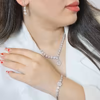 سرویس نقره جواهری زنانه کد 60438