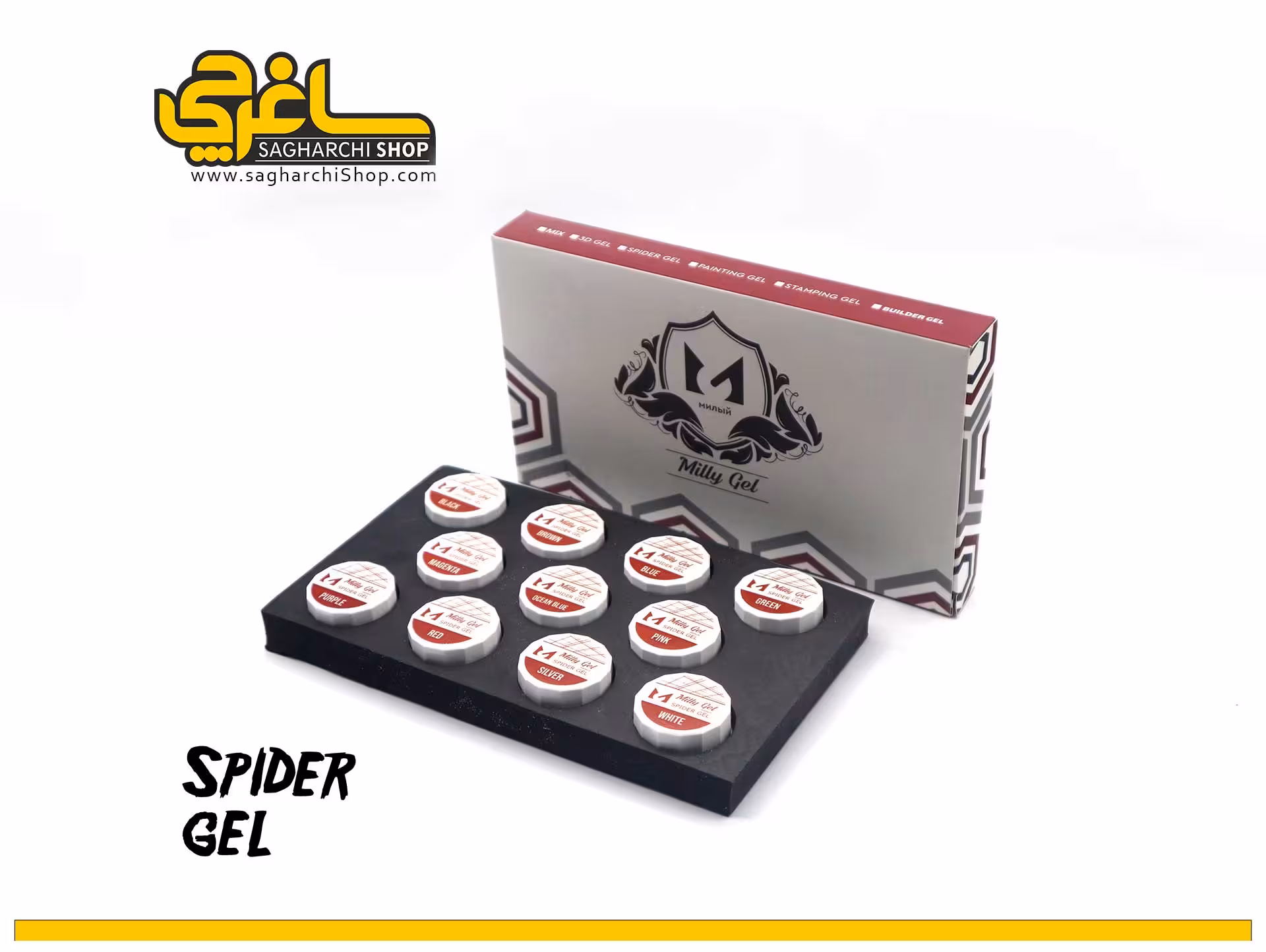 پک طراحی اسپایدر ژل 11عددی میلی ژل Milly Gel – Spider gel