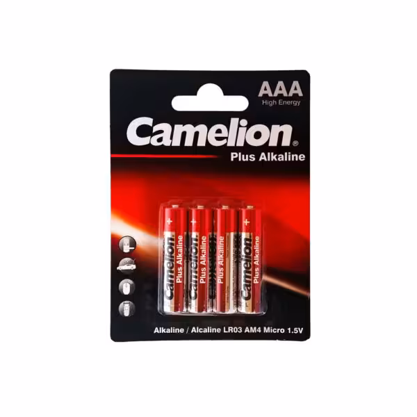 باتری نیم قلمی کملیون مدل پلاس آلکالاین LR03-BP4 بسته 4 عددی