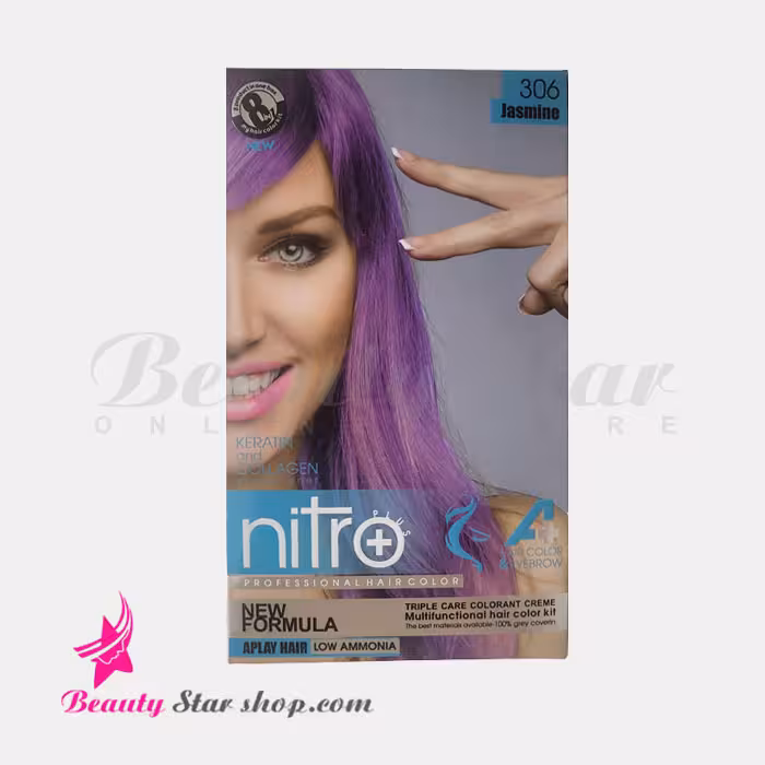 کیت رنگ مو و ابرو بنفش یاسی نیترو پلاس شماره 306