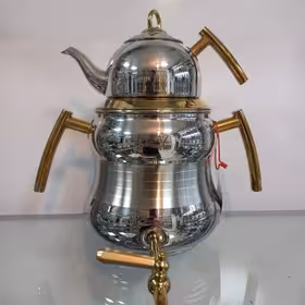 کتری و قوری 6 لیترشبنم  دسته  طلایی تمام استیل  (NEZAZ) کد 4029