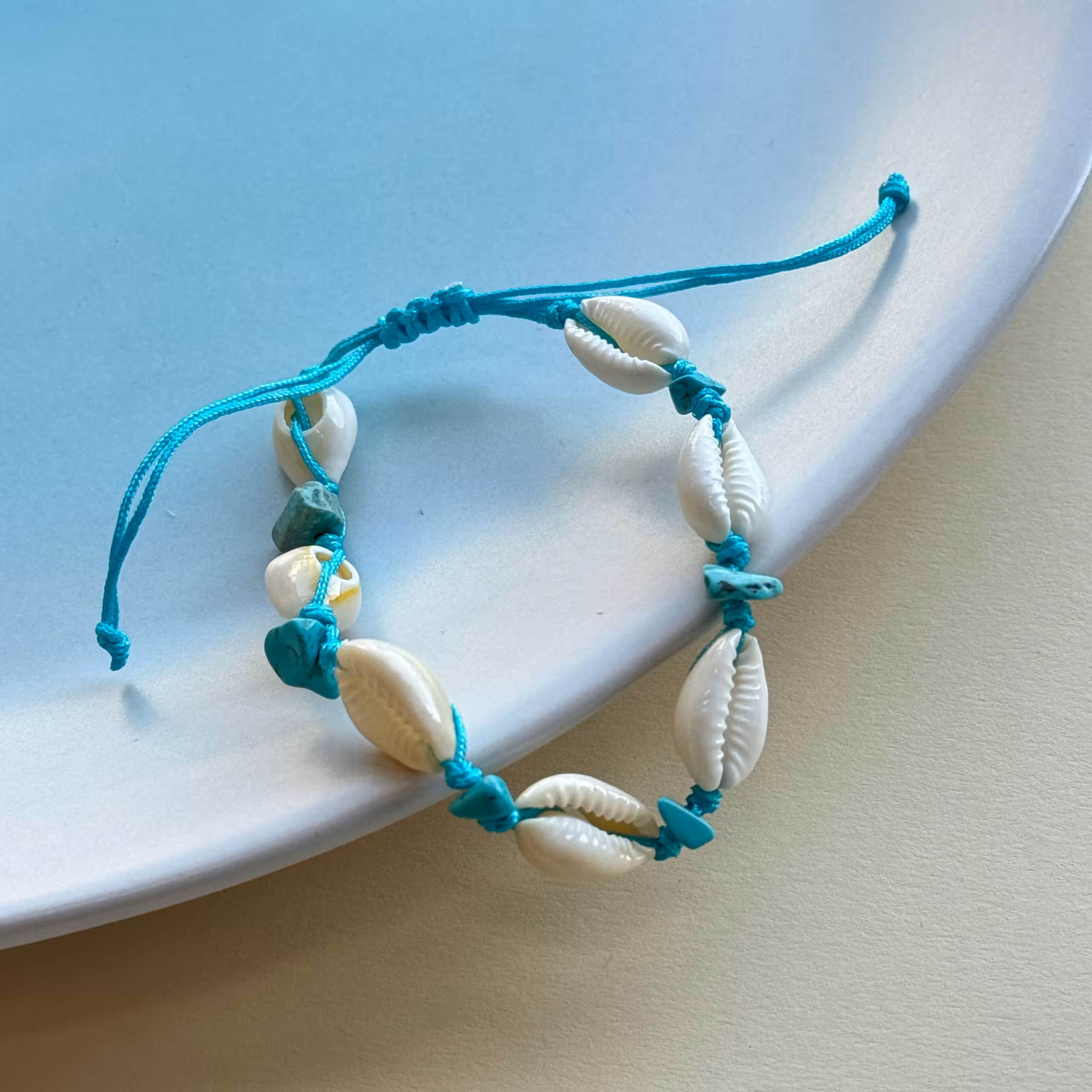 دستبند صدف و سنگ ابی