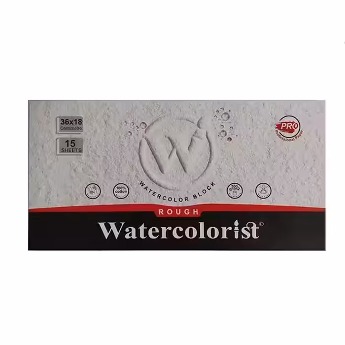 بلوک مقوا آبرنگ واترکالریست دست ساز 100 درصد کتان 300 گرم 36*18