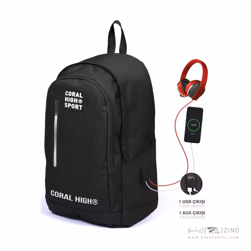 کوله پشتی با سوکت USB AUXیایگان کد23251