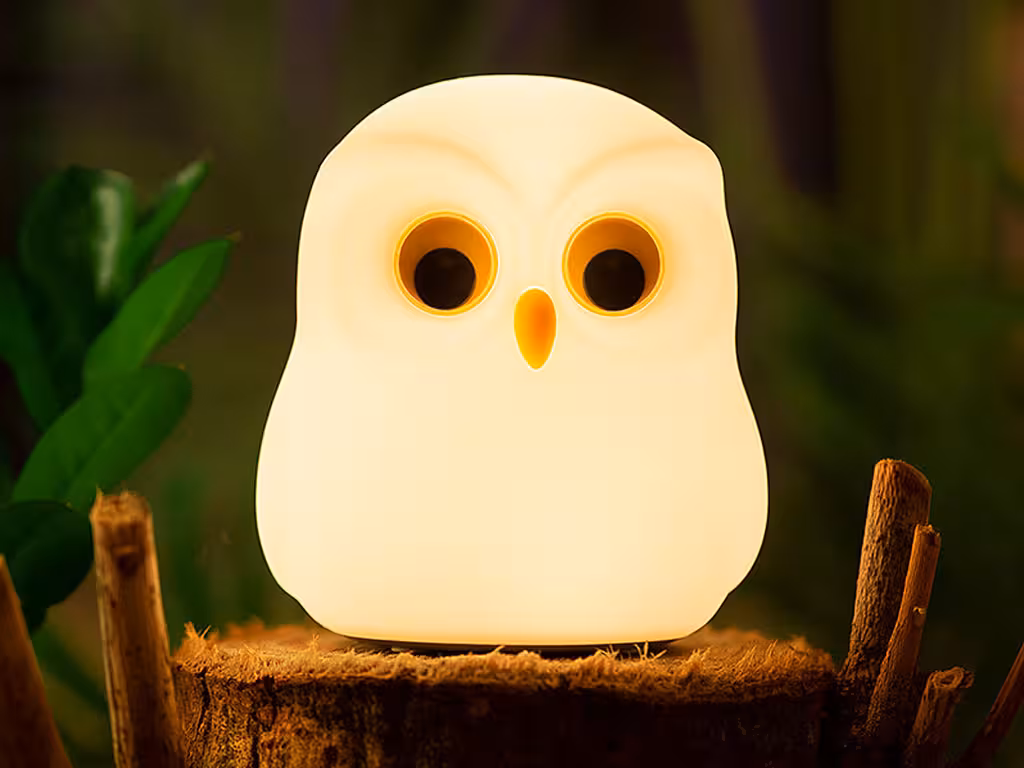 چراغ خواب رومیزی فانتزی شارژی Owl table lamp colorful silicone pat lamp