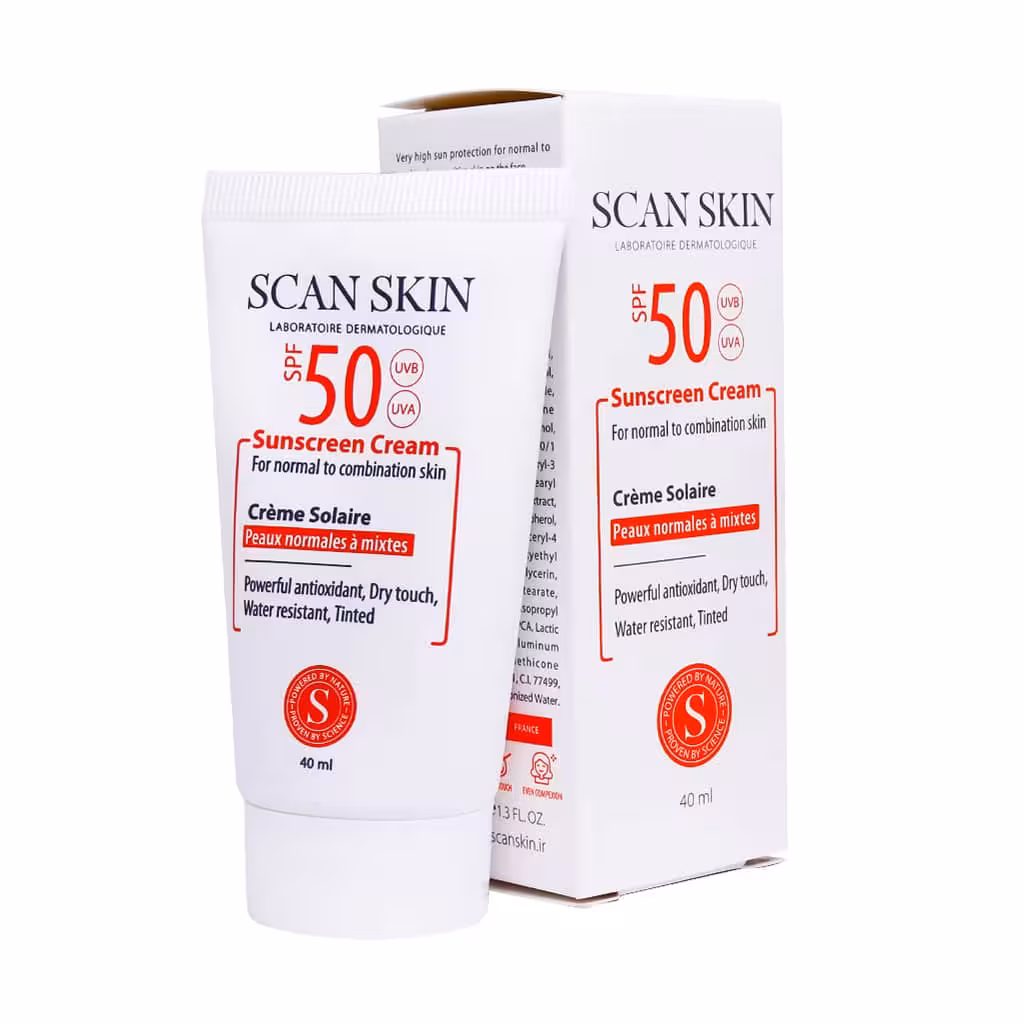 کرم ضد آفتاب رنگی SPF50 پوست نرمال تا مختلط اسکن اسکین 40 میلی لیتر Scan skin sunscreen cream Tinted  For Normal To Combination Skin 40 ml