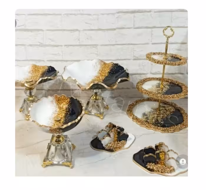 ظروف پذیرایی رزینی جهیزیه عروس ست 6تکه