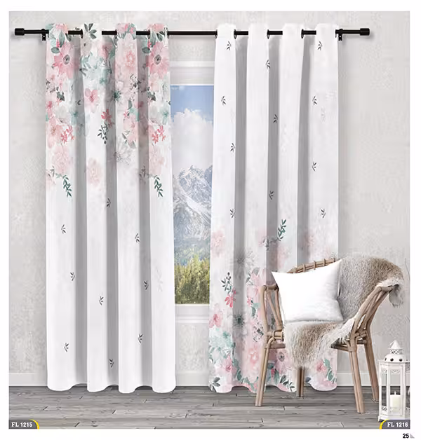 پرده پانچی با حاشیه گل کد FL1216