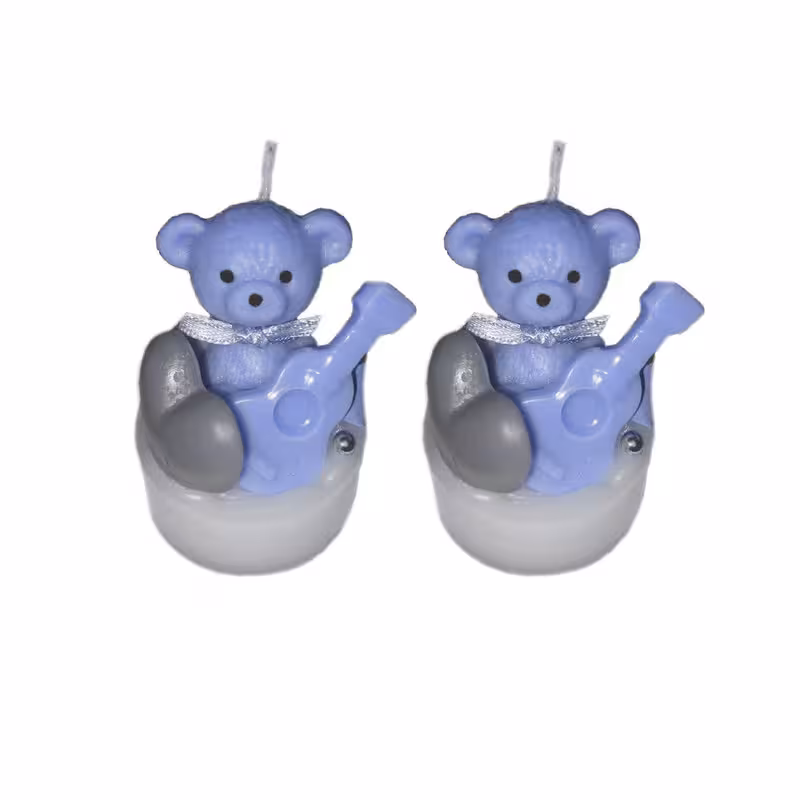 شمع دست ساز مدل گیفت طرح خرس و گیتار مجموعه 2 عددی