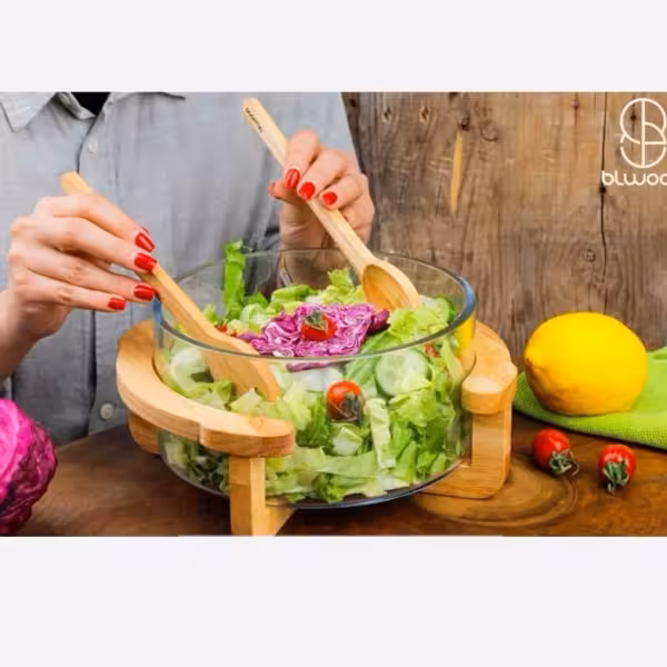 کاسه سالاد چوب شیشه Blwood