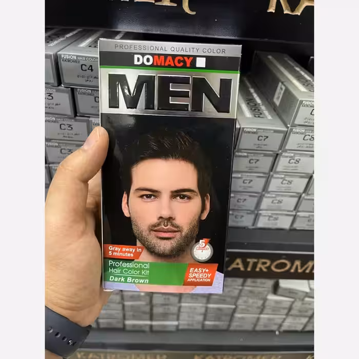 کیت رنگ مو مردانه دوماسی رنگ قهوه ای تیره dark brown | amazonchi