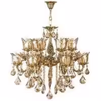 لوستر برنزی 12 شعله شاخه دو گل کوچک