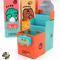 جامدادی رومیزی 3 تکه قفل دار آینه دار حیوانات