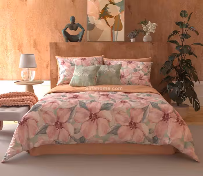روتختی دو نفره مخمل 8 تکه طرح فلورال هرمدر