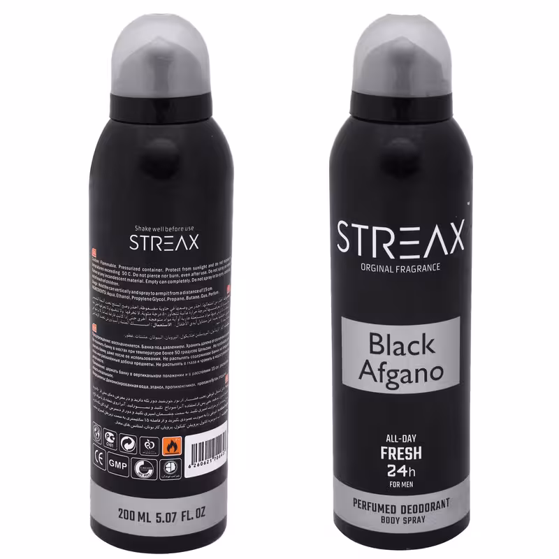 اسپری بدن مردانه استریکس مدل Black Afgan حجم 200 میلی لیتر