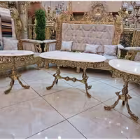 میز جلو مبلی و عسلی برنز با سنگ مرمر