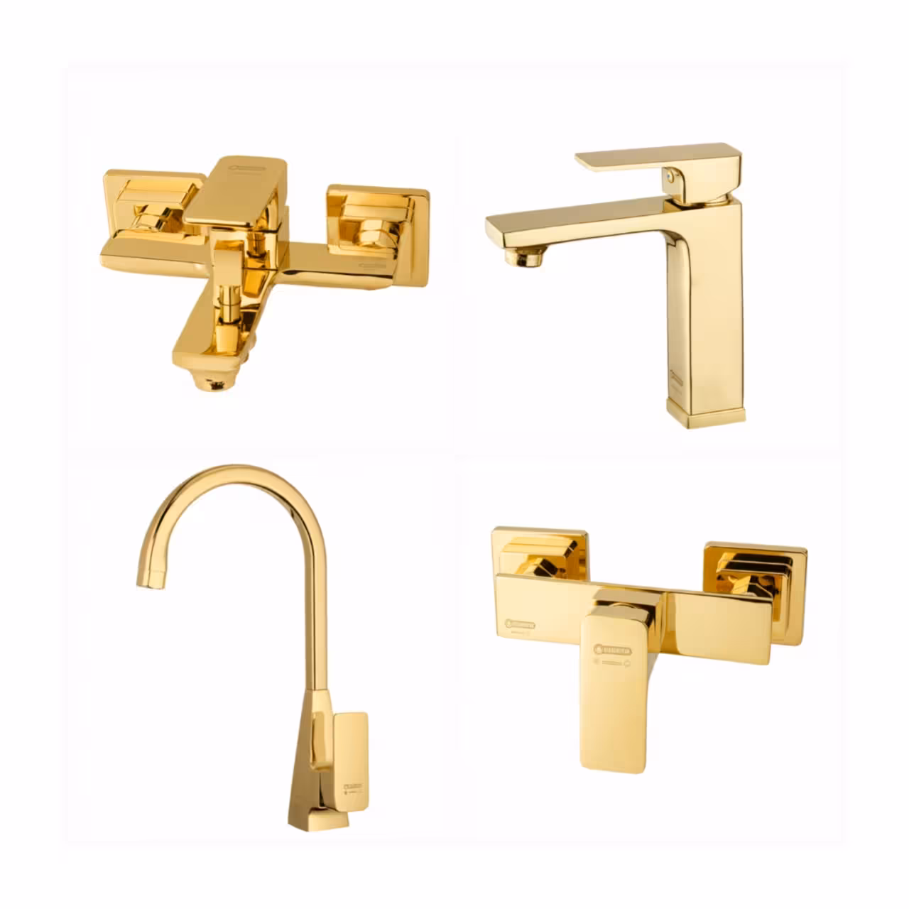 ست چهارتکه شیرآلات درخشان مدل سوپرفلت طلایی