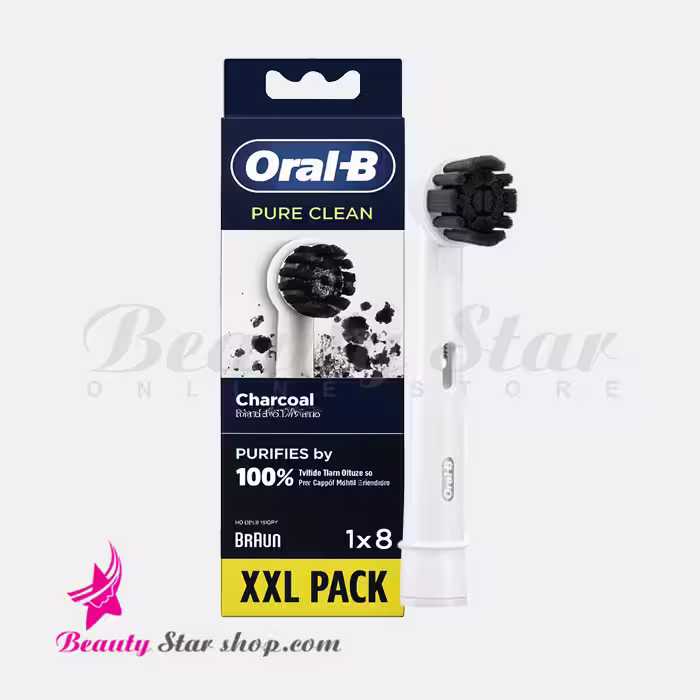 سری یدک مسواک برقی اورال بی Pure Clean مدل زغالی بسته 8 عددی