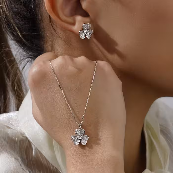 نیمست گل وارداتی نقره جواهری کد 00491