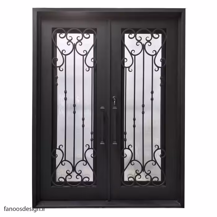 درب ورودی لابی دو لنگه فلزی کد 1132
