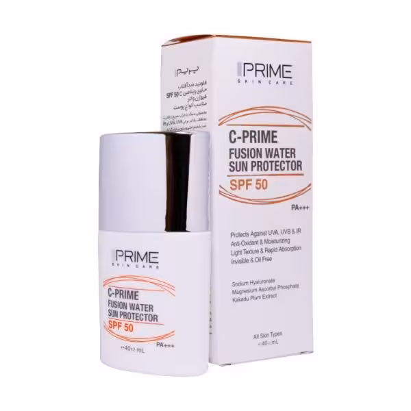 ضد افتاب فلوئید پریم SPF50 فیوژن واتر حاوی ویتامین C حجم 40 میلی لیتر