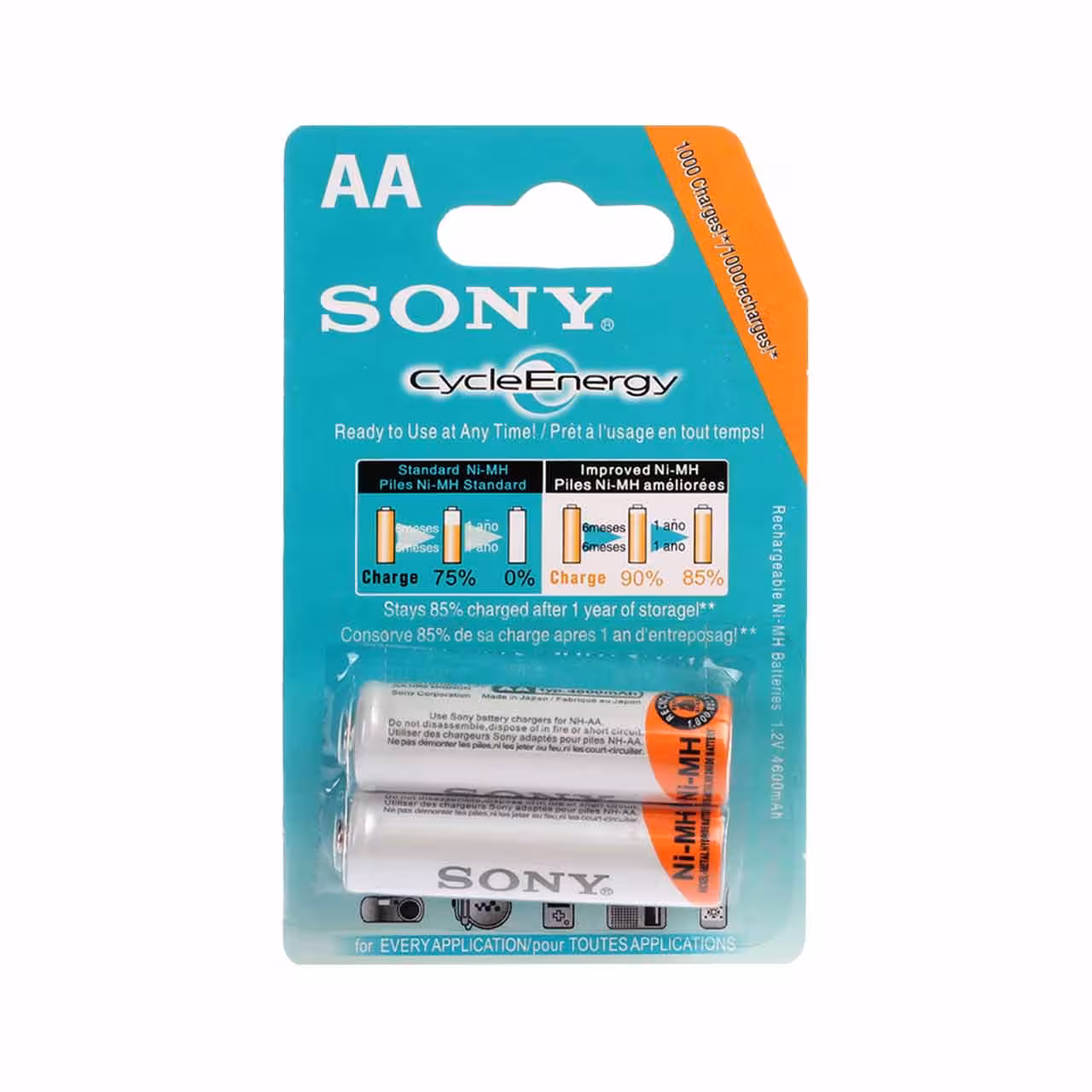 باتری قلمی قابل شارژ Sony Cycle Energy-AA با ظرفیت 4600mah بسته 2 عددی