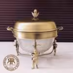 سالینو سوفله گرد بزرگ طلایی  پایه فرشته برنجی 98509