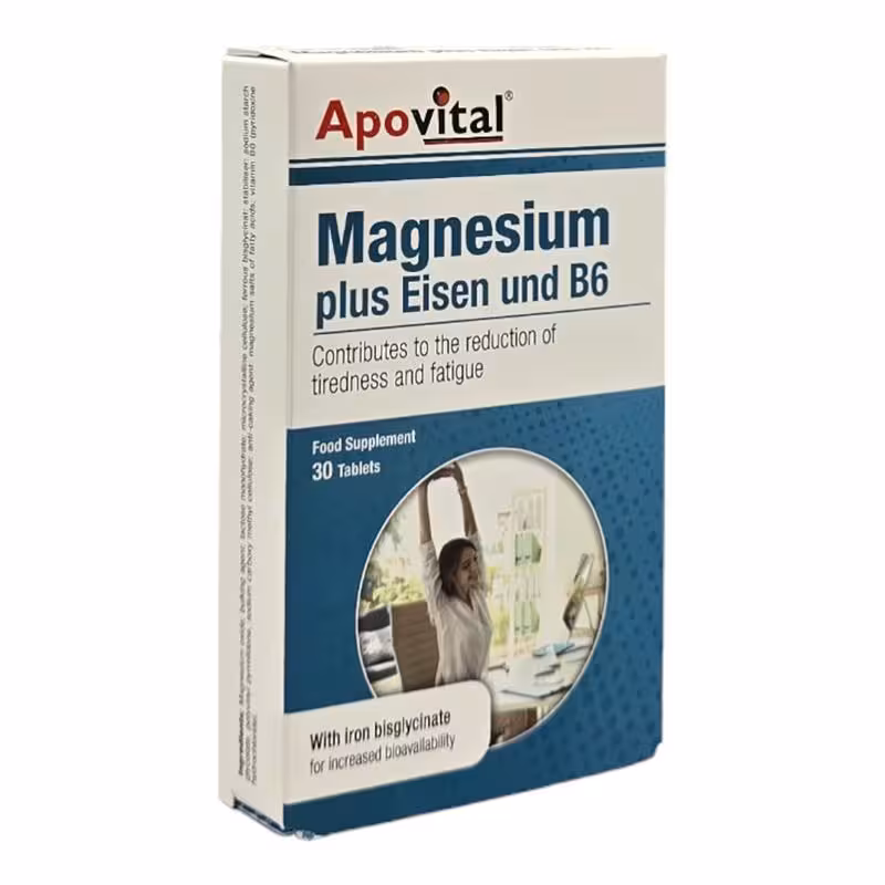 قرص منیزیم پلاس آیزن و B6 آپوویتال 30 عدد