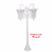 چراغ حیاطی مدل کاسپین دوشعله مشکی مسی سفید با پایه و بدون پایه