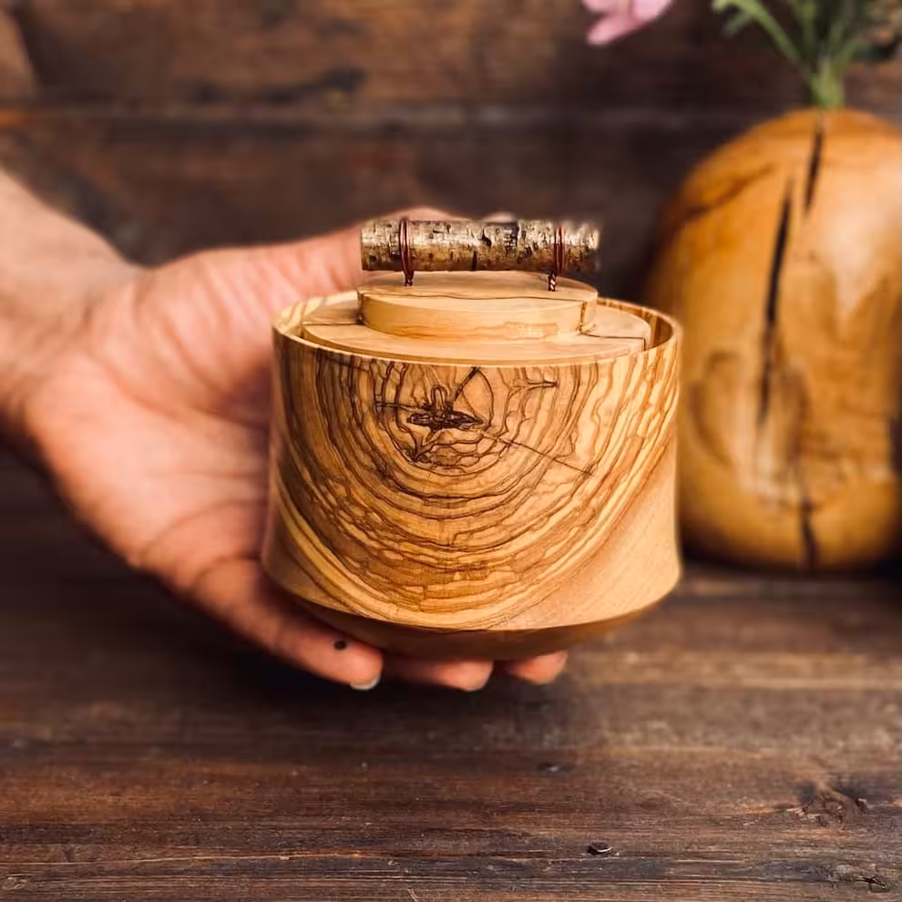 ظرف چوبی دربدار زیتون کد 100018