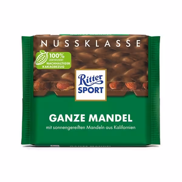 شکلات ریتر اسپرت بادام کامل 100 گرمی | Ritter Sport Ganze mandel Chocolate 100gr